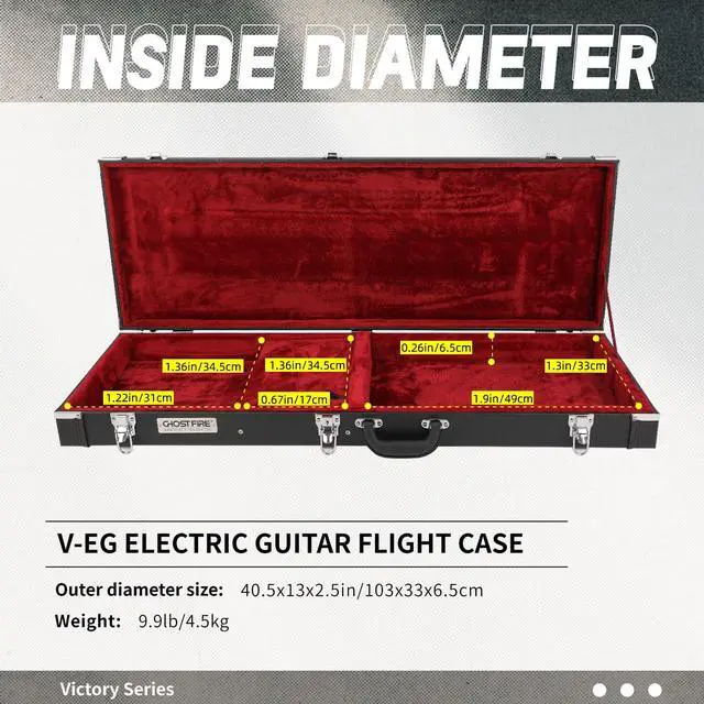 Alt view image 3 of 6 - Electric Guitar Standard 39-Inch Hard Case for ST/TL/JAG, V-EG | Portable Hard-Shell Case With Lock, Super Thick Case Fit for Guitar, Soft Velvet Lining Suitable Inner Design