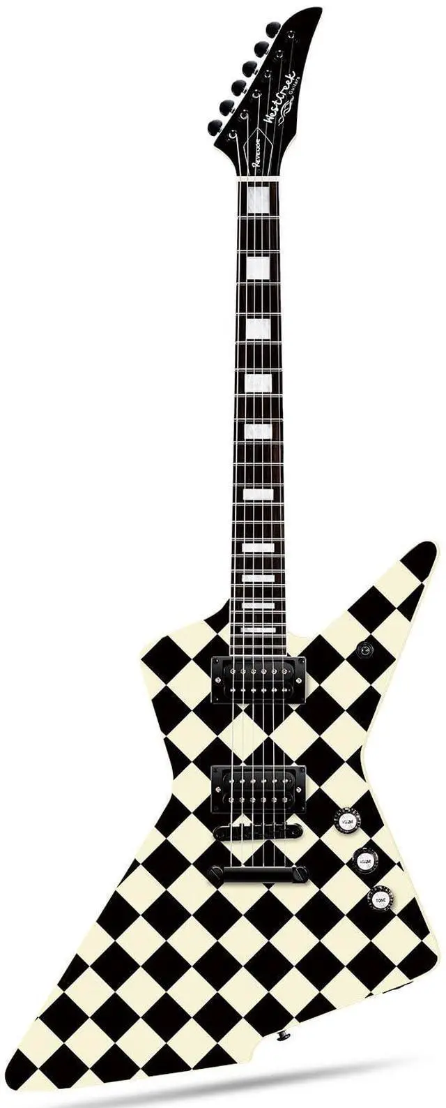 Main image of WestCreek Revenge Solid Body Electric Guitar, Heavy Metal Guitar, Right Handed, Heavy Metal Pickups, Rounded End Jumbo Frets, Bone nut, Rosewood Fretboard, Mahogany Body (Checker)