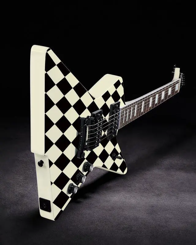 Alt view image 3 of 5 - WestCreek Revenge Solid Body Electric Guitar, Heavy Metal Guitar, Right Handed, Heavy Metal Pickups, Rounded End Jumbo Frets, Bone nut, Rosewood Fretboard, Mahogany Body (Checker)