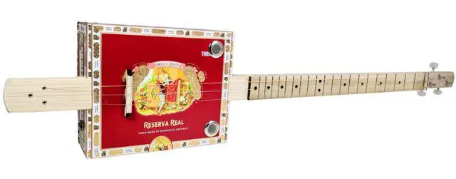 Main image of Complete DIY 3-String Fretted Cigar Box Guitar Kit with Neck - includes Acoustic/Electric Pickup