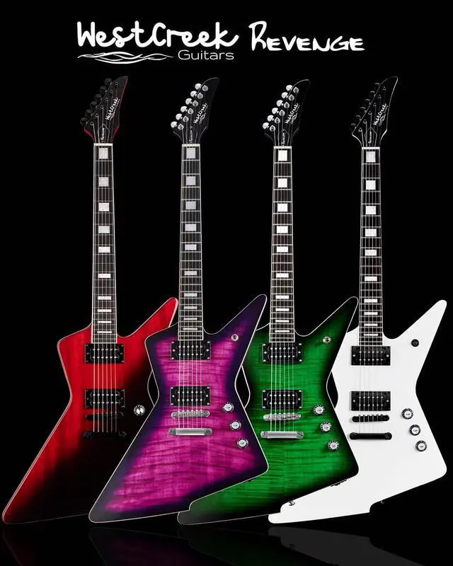 Alt view image 6 of 6 - WestCreek Revenge Solid Body Electric Guitar, Heavy Metal Guitar, Right Handed, Heavy Metal Pickups, Rounded End Jumbo Frets, Bone nut, Rosewood Fretboard, Mahogany Body (Gradient Red)