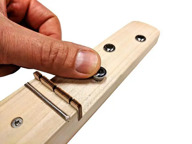Alt view image 4 of 5 - Complete DIY 3-String Fretted Cigar Box Guitar Kit with Neck - includes Acoustic/Electric Pickup