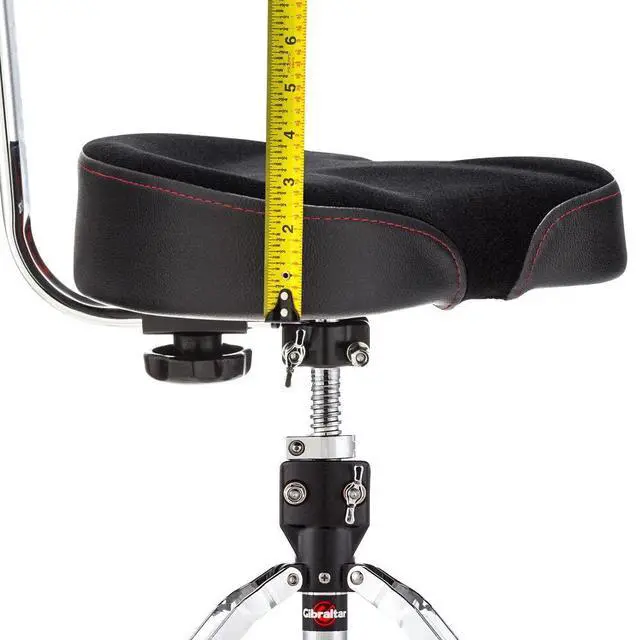 Alt view image 6 of 7 - Drum Throne with Adjustable Height Motorcycle Seat & Backrest, Double-Braced Drum Stool, Comfortable Supportive Cushion for Drummers, Studio or Stage Use (9608MB)
