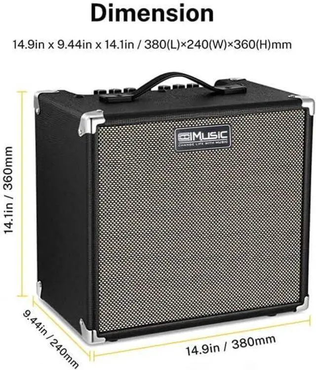 Alt view image 2 of 5 - TS112 Bass Guitar Amp 30W Electric Guitar Bass Combo Amplifier with Onboard Clean and Distortion Overdrive Dual Tone Switching Practice