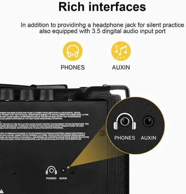 Alt view image 4 of 5 - TS112 Bass Guitar Amp 30W Electric Guitar Bass Combo Amplifier with Onboard Clean and Distortion Overdrive Dual Tone Switching Practice