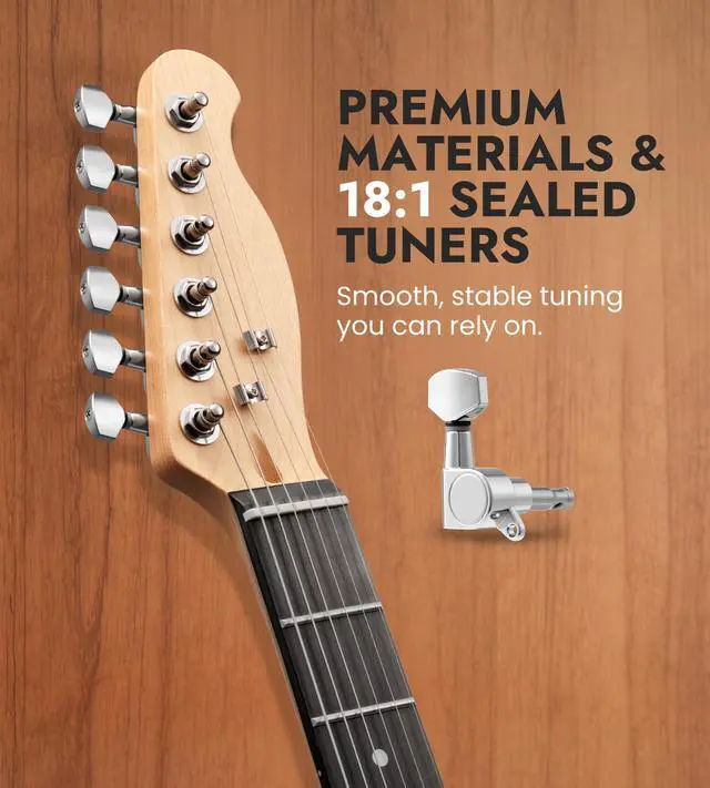 Alt view image 2 of 7 - DIY Electric Guitar Kit, Solderless, Multi Sanded Polished Body, TL | Mahogany Body, Canadian Maple Neck, SS Pickups, Hard Tail Bridge, Complete Accessories Pack, Creative Skill Building