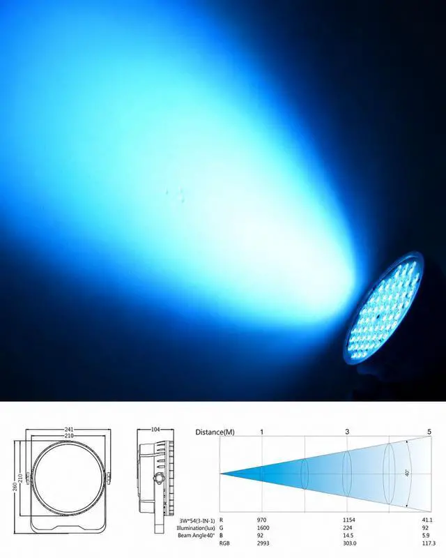 Alt view image 5 of 7 - DJ Lights, 54 x 3W RGB LED Stage Par Lights, DMX/Sound(LPC015,2P) | Auto/Sound/DMX512/Master/RDM,Lighting range 5M,optical angle 26°,rich color effects,for Wedding,Church,Party,Club,Concert