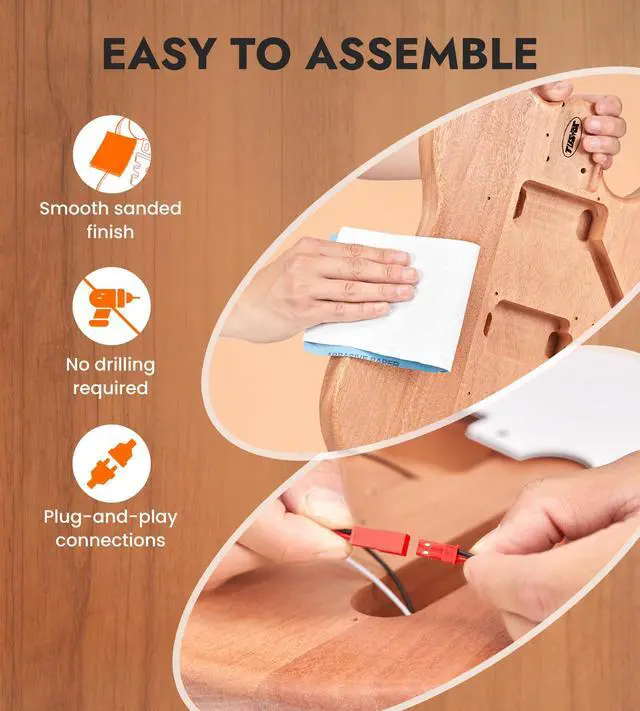 Alt view image 4 of 7 - DIY Electric Guitar Kit, Solderless, Multi Sanded Polished Body, TL | Mahogany Body, Canadian Maple Neck, SS Pickups, Hard Tail Bridge, Complete Accessories Pack, Creative Skill Building