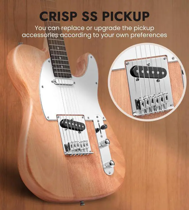 Alt view image 5 of 7 - DIY Electric Guitar Kit, Solderless, Multi Sanded Polished Body, TL | Mahogany Body, Canadian Maple Neck, SS Pickups, Hard Tail Bridge, Complete Accessories Pack, Creative Skill Building