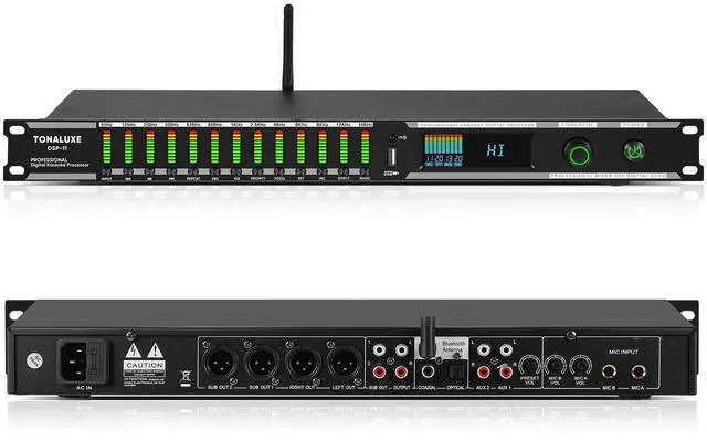 Main image of Digital Karaoke Mixer Audio Processor System with DSP, Professional Pre-Stage Effector Vocal Effects Preamp KTV Equalizer, Anti-Howling Microphone Sound Processor w/USB Bluetooth Optical Audio Input