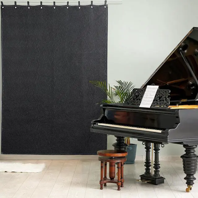 Alt view image 5 of 7 - Large Sound Dampening Blanket, 96" x 80" Sound Absorbing Panel with Grommets for Wall Hanging, Noise Reduce Curtains for Recording Studio Use and Basements, 96" x 80", Black