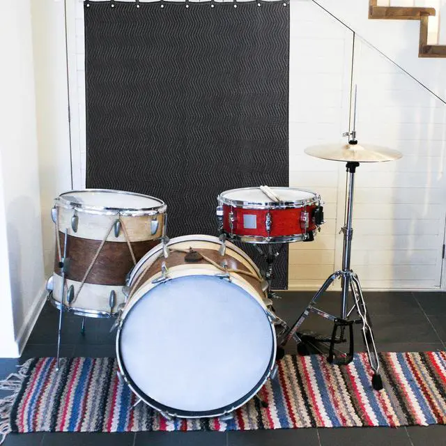 Alt view image 6 of 7 - Large Sound Dampening Blanket, 96" x 80" Sound Absorbing Panel with Grommets for Wall Hanging, Noise Reduce Curtains for Recording Studio Use and Basements, 96" x 80", Black