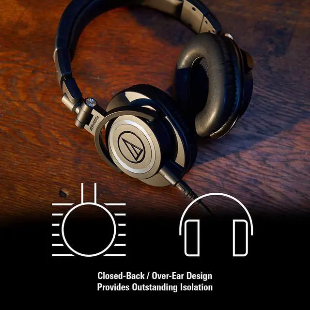 Alt view image 6 of 7 - Audio Technica ATH-M50X Professional Studio Monitor Headphones Black | Bundle with Pig hog 10ft Extension Cable, Liquid Polishing Cloth, Detachable Cables