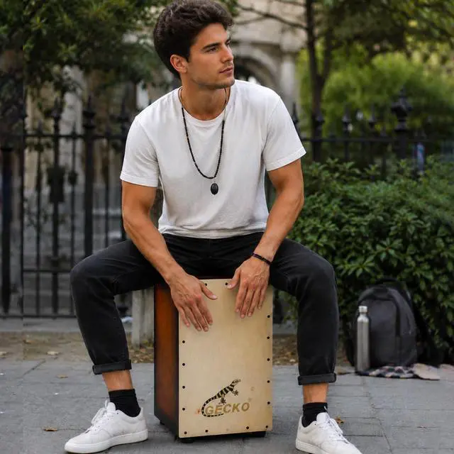 Alt view image 2 of 7 - Cajon BOX Drum-Wooden Percussion Box, with Internal Adjustable Guitar Strings