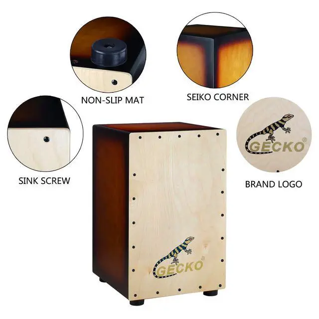 Alt view image 4 of 7 - Cajon BOX Drum-Wooden Percussion Box, with Internal Adjustable Guitar Strings