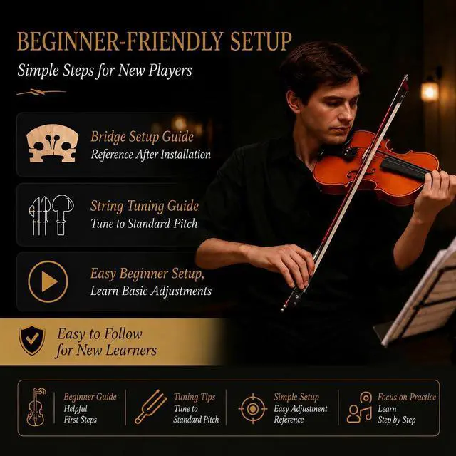 Alt view image 4 of 7 - Handcrafted Solid Wood Violin 4/4 Full Size, Acoustic Fiddle with Gradient Finish, Ebony Fingerboard & Fittings, High-End Full Size Violin Kit with Ebony Bow, Alice Strings, and Deluxe Case