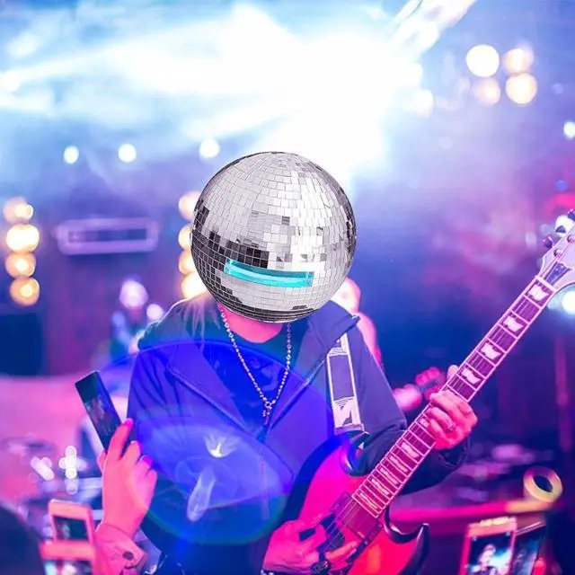 Alt view image 2 of 5 - Disco Ball Helmet, Mirror Ball Hat, Sparkling Disco Ball Decoration, Mirror Glass Reflective Ball Helmet Suitable for Nightclubs, Parties, Djs, Stages and Weddings