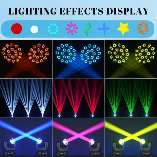 Alt view image 4 of 6 - 120W Moving Head Stage Light, DMX512 DJ Beam Light with Remote | 110000Lux High Brightness, 18-Facet Prism, 8 Gobos & 8 Colors, Sound Activated LED Beam Effect For Clubs & Stage Shows