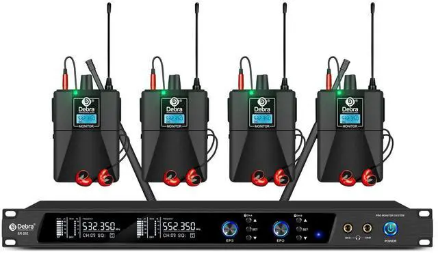 Main image of Audio PRO Mono ER-202 UHF Dual Channel Wireless in Ear Monitor System with Monitoring Type for Stage, Receiver, Studio, Guitar, Band Performance (Dual Channel, 4 Bodypack)