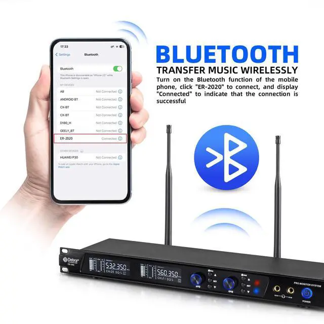 Alt view image 4 of 7 - Audio PRO Mono ER-202 UHF Dual Channel Wireless in Ear Monitor System with Monitoring Type for Stage, Receiver, Studio, Guitar, Band Performance (Dual Channel, 4 Bodypack)