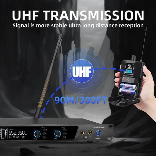 Alt view image 3 of 7 - Audio PRO Mono ER-202 UHF Dual Channel Wireless in Ear Monitor System with Monitoring Type for Stage, Receiver, Studio, Guitar, Band Performance (Dual Channel, 4 Bodypack)