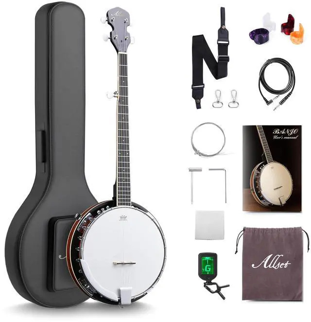 Main image of 5 String Electric Banjo, Full Size 38 inch Geared 5th Tuner | Remo Head & Mahogany Body | Complete Starter Kit + Gig Bag/Tuner | Best Gift for Adult & Teen Beginners