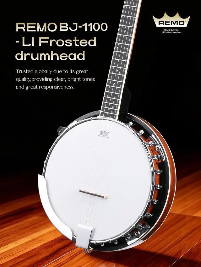 Alt view image 3 of 6 - 5 String Electric Banjo, Full Size 38 inch Geared 5th Tuner | Remo Head & Mahogany Body | Complete Starter Kit + Gig Bag/Tuner | Best Gift for Adult & Teen Beginners