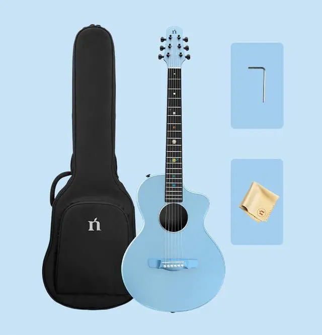 Alt view image 6 of 6 - Carbon Fiber Acoustic Guitar, 38-inch Steel-string Guitarra,Durable 6-string Ultra-thin Guitar for Beginners (Blue)