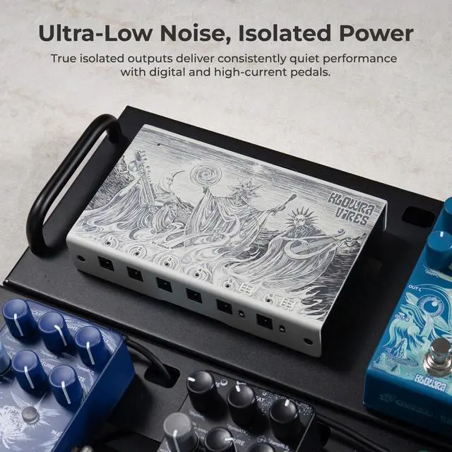 Alt view image 5 of 7 - Vires Dual-Isolated Guitar Pedal Power Supply, Multi-Voltage 9V 12V 18V & 24V, Ultra-Low Noise Power Station for Digital Multi-Effects, 100-240V Global Ready