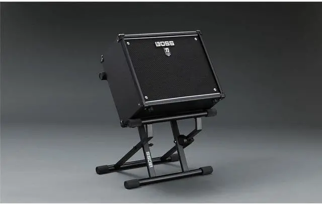 Alt view image 4 of 7 - Adjustable Heavy-duty Til-Back Stand with Telescoping Support Arm (BAS-1) | Heavy-Duty Steel Amp Stand, 21 Kg Capacity, Folds for Travel, Adjustable Feet