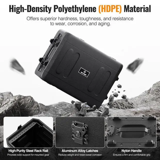 Alt view image 2 of 7 - 4U Shallow Waterproof Rackmount Rack Case PRCSE-4U | 19-in Rackmount, Detachable Cover Storage, Shockproof & Waterproof Road Case, Wireless Systems, IEMs, Amplifiers