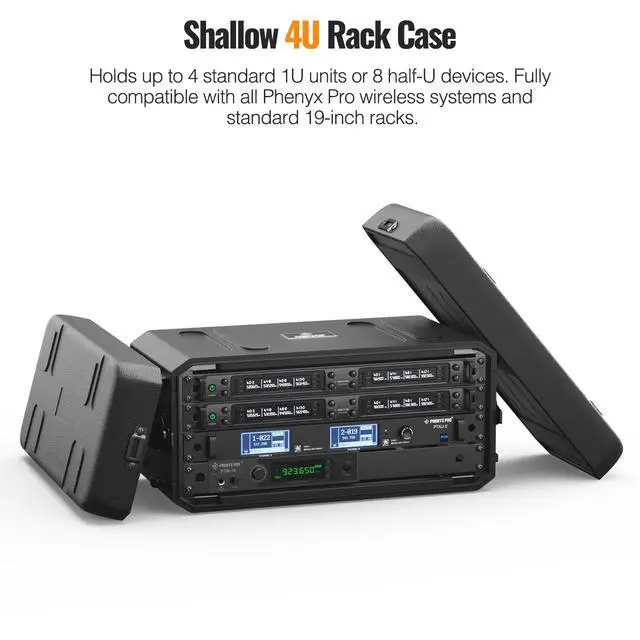 Alt view image 6 of 7 - 4U Shallow Waterproof Rackmount Rack Case PRCSE-4U | 19-in Rackmount, Detachable Cover Storage, Shockproof & Waterproof Road Case, Wireless Systems, IEMs, Amplifiers