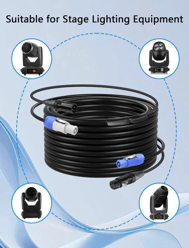 Alt view image 2 of 7 - 24.6 FT PowerCon and DMX Extension Cable, 13AWG AC Power DMX 3Pin XLR Signal Combo Cables for Stage Lighting, Concerts, Events