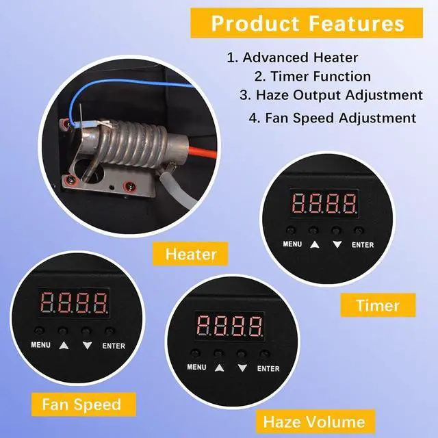 Alt view image 3 of 7 - 500W DMX Haze Machine, Wireless Remote Continuous Stage Hazer | Portable Hazer with 3 Control Modes, Quick Heating, Creates Atmosphere for Club, Party, Wedding & Stage Lighting Effects