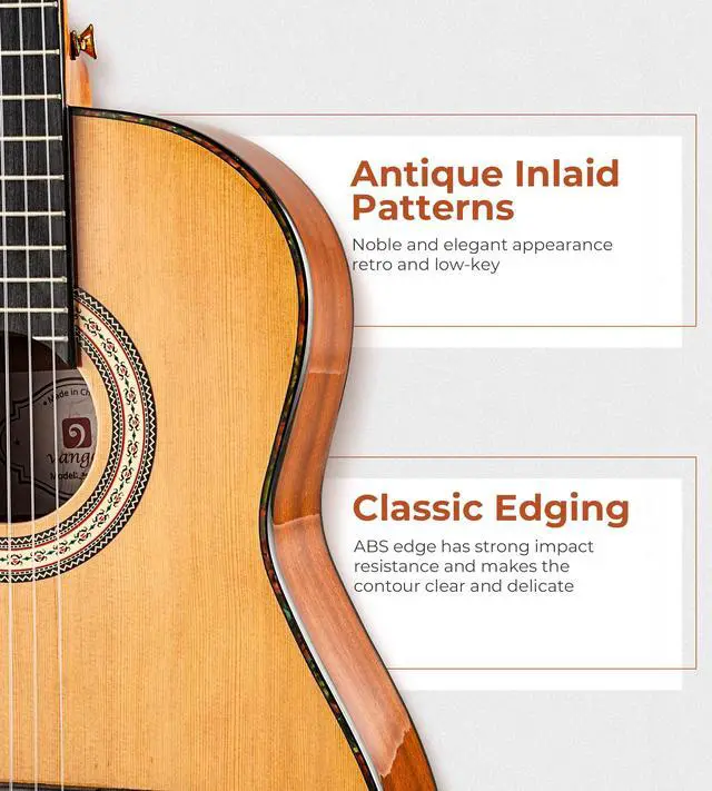 Alt view image 6 of 7 - Classical Guitar 3/4 Inch Acoustic Classical Guitar, 36 Inch Junior Size Nylon String Guitar Bundle Kit for Beginner Teens, Cedar Top