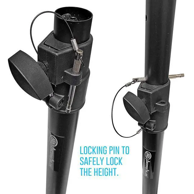 Alt view image 7 of 7 - AxcessAbles Studio Monitor Speaker Stands Pair. 80lb Capacity per Stand. Adjustable Height 26" - 42". Metal Constructed Stands Ideal for Surround Sound, Bookshelf and Monitoring Speakers