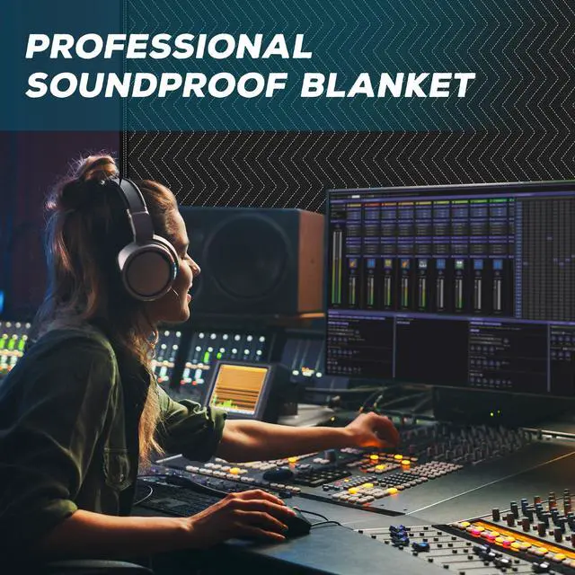 Alt view image 2 of 7 - 2 PCS Large Sound Dampening Blanket,96" x 80" Sound Absorbing Studio,Noise Cancelling Studio Acoustic Blanket/Light Blocker/Moving Curtain