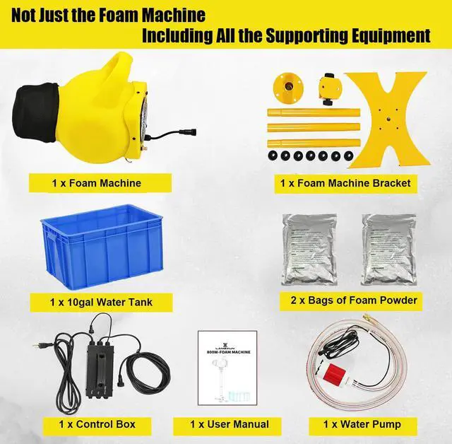 Alt view image 2 of 7 - 800W Foam Machine for Summer Water Toys - Foam Maker Cannon with 2 Foam Particle Bags and Water Tank, for Birthdays Party, Backyard Summer Pool Parties Commercial Events