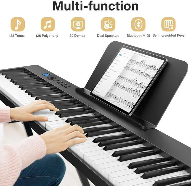 Main image of 88 Key Folding Piano Keyboard Electric Piano | Portable Semi-Weighted Keyboard Piano Support MIDI, Built-in Speakers, Battery, Travel Piano for Beginners
