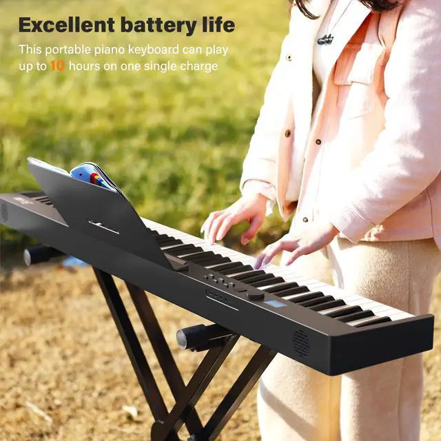 Alt view image 5 of 5 - 88 Key Folding Piano Keyboard Electric Piano | Portable Semi-Weighted Keyboard Piano Support MIDI, Built-in Speakers, Battery, Travel Piano for Beginners