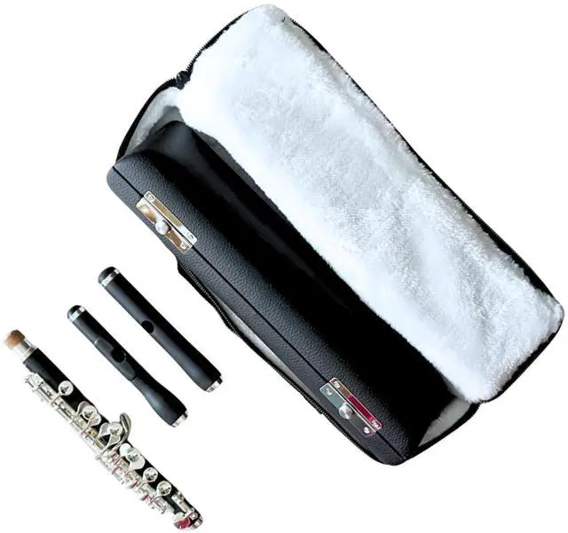 Main image of Synthetic Ebony Piccolo C Key, Silver Plated, Dual Head, DPC-50, Professional Piccolo Instrument with Cleaning Kit, Carrying Case