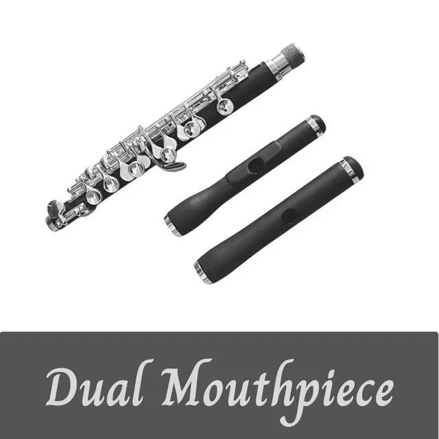 Alt view image 2 of 5 - Synthetic Ebony Piccolo C Key, Silver Plated, Dual Head, DPC-50, Professional Piccolo Instrument with Cleaning Kit, Carrying Case