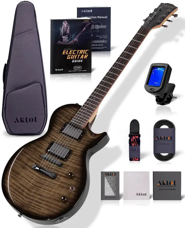 Main image of 24-Fret Electric Guitar Kit, 40 inch Single Cut (LP Style), Modern Playability Coil-Split Humbucker Pickups, 18:1 Tuning Pegs,W/Guitar Accessories Gig Bag,Cable,Strap,Picks,Strings,Tuner,Book