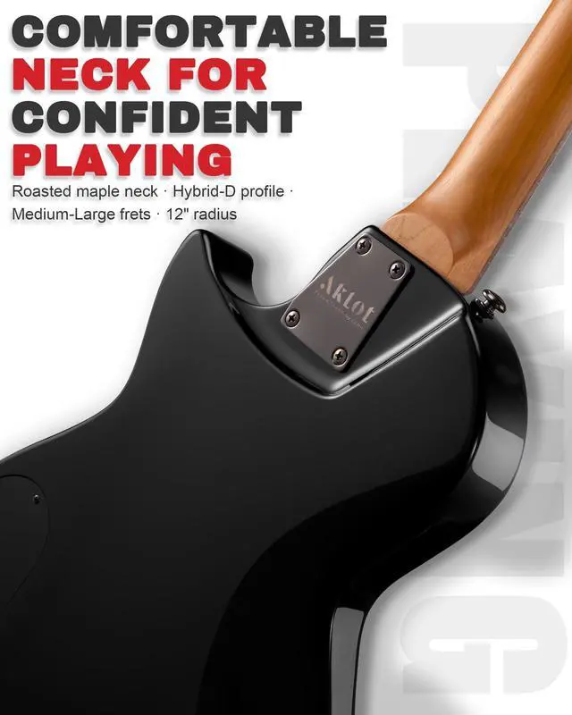 Alt view image 5 of 7 - 24-Fret Electric Guitar Kit, 40 inch Single Cut (LP Style), Modern Playability Coil-Split Humbucker Pickups, 18:1 Tuning Pegs,W/Guitar Accessories Gig Bag,Cable,Strap,Picks,Strings,Tuner,Book