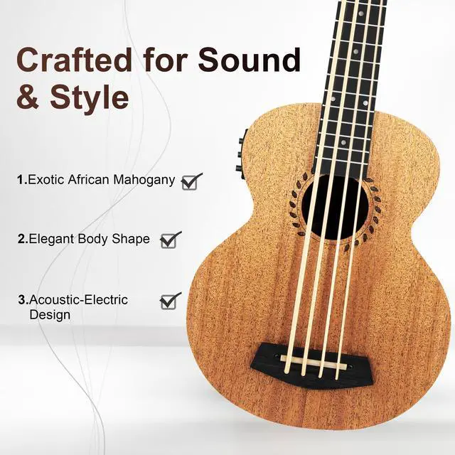 Alt view image 2 of 7 - UEM48 Laminated Mahogany 30" Acoustic & Electric Ukulele Bass