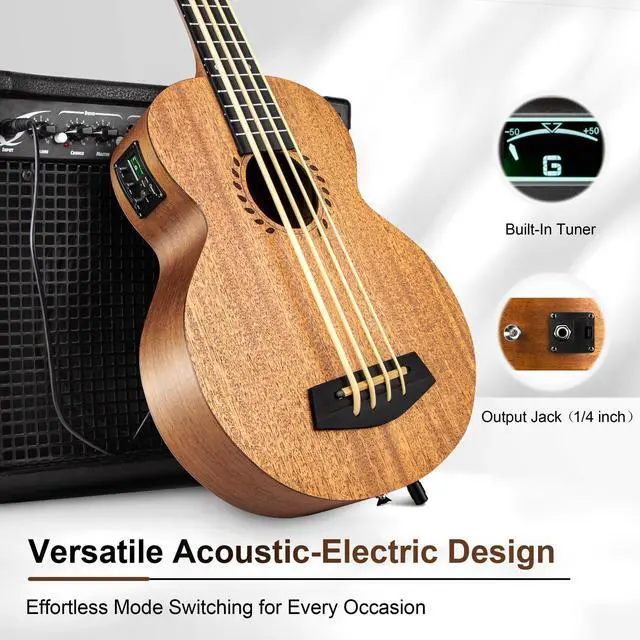 Alt view image 6 of 7 - UEM48 Laminated Mahogany 30" Acoustic & Electric Ukulele Bass