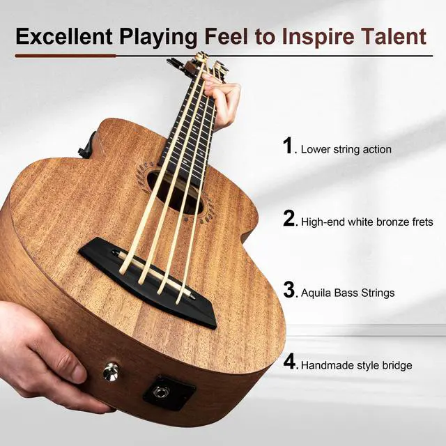 Alt view image 3 of 7 - UEM48 Laminated Mahogany 30" Acoustic & Electric Ukulele Bass