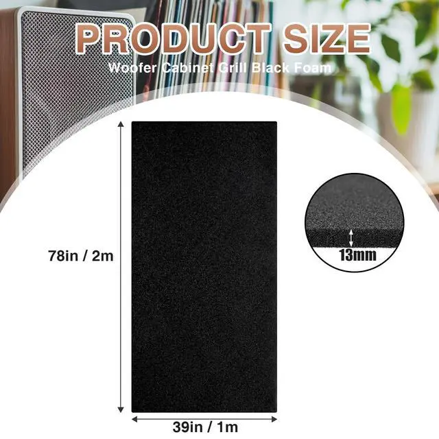 Alt view image 2 of 7 - 13 mm Speaker Grill Foam 39" x 78" (100 x 200 cm) Acoustic Foam Sheet High Density Cuttable Acoustic Speaker Grill Cover for Line Array Professional Audio and DJ Audio Woofer Subwoofer