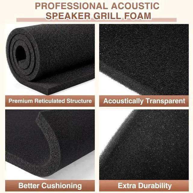 Alt view image 3 of 7 - 13 mm Speaker Grill Foam 39" x 78" (100 x 200 cm) Acoustic Foam Sheet High Density Cuttable Acoustic Speaker Grill Cover for Line Array Professional Audio and DJ Audio Woofer Subwoofer