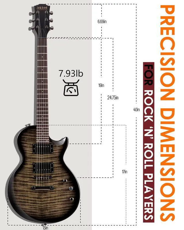 Alt view image 6 of 7 - 24-Fret Electric Guitar Kit, 40 inch Single Cut (LP Style), Modern Playability Coil-Split Humbucker Pickups, 18:1 Tuning Pegs,W/Guitar Accessories Gig Bag,Cable,Strap,Picks,Strings,Tuner,Book